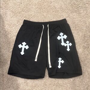 Black Shorts with White Crosses